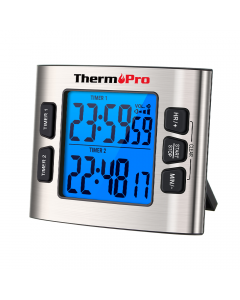 ThermoPro Digital Kitchen Timer with Dual Countdown Stop Watches Timer/Magnetic Timer Clock with Adjustable Loud Alarm and Backlight