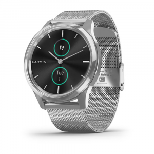 Garmin Vivomove® Luxe Silver Stainless Steel Case with Silver Milanese Band