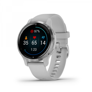 Garmin Venu 2S Silver Bezel with Mist Grey Case and Silicone Band