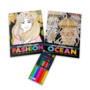 Educat Adult Coloring Books & Pencils Pack 1