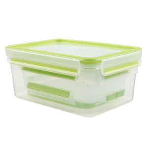 Emsa Clip & Close Food Container 3pc Set - Green (0.5L, 1L, 2.3L)