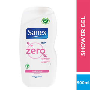 Sanex Zero% Sensitive Dry Skin Shower Gel - Body Wash - 500ml