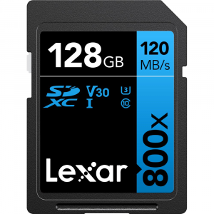  Lexar 128GB Professional SD 800x 120MB/s (Class 10, UHS-1) (120MB/s Read & 45MB/s Write) 