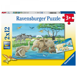 2X12Pc Puzzles-Animal Children From All Around The