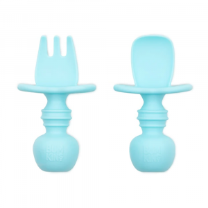 4aKid Baby Silicone Spoon & Fork Set - Blue 