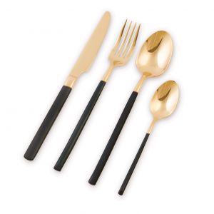 Nicolson Russell Sydney Gold and Black 24pc Cutlery Set