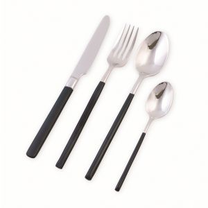 Nicolson Russell Sydney Mirror and Black 24pc Cutlery Set