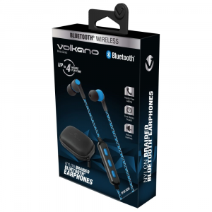 Volkano Nylon Bluetooth Earphones with Inline Control - Moda Series - Blue